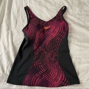 Speedo SMALL Wave Pink Dots Tankini Top GB 34